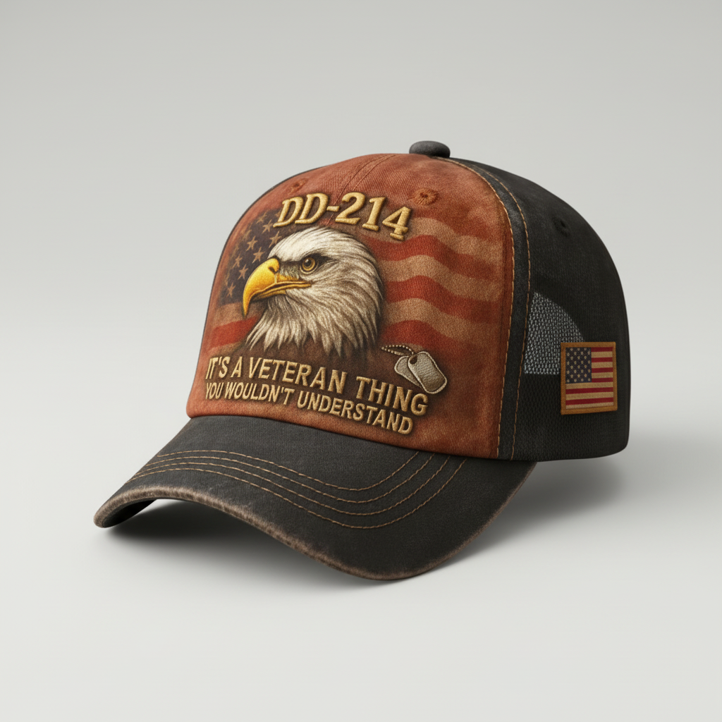 Veteranen Cap mit besticktem Adler und US-Flaggen-Patch