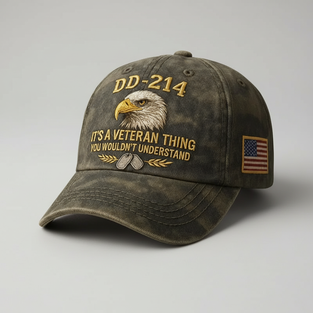 Veteranen Cap mit besticktem Adler und US-Flaggen-Patch