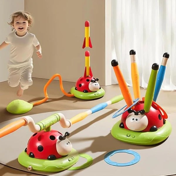 3-In-1 Active Play Toy For With Jumping Ring Toss And Rocket Launching - Image 5