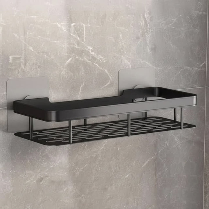 Adhesive Bathroom Shelf With Stainless Steel Rail Drill-Free Shower Caddy For Toiletries - Image 4