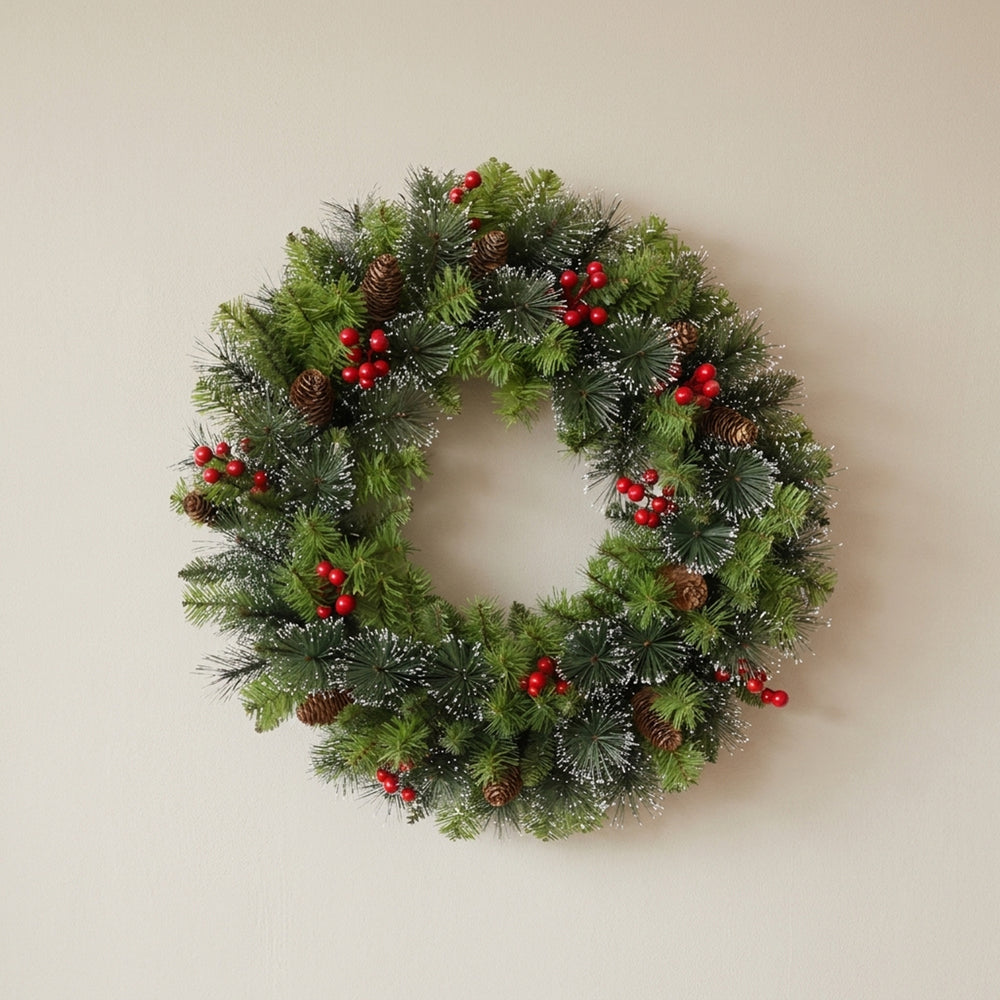 Artificial Christmas Wreath Winter Door Garland For Festive Home Decor - Image 1