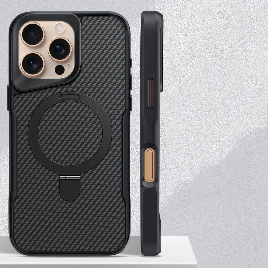 Carbon Fiber Phone Case With Magnetic Compatibility And Built-In Metal Stand - Image 6