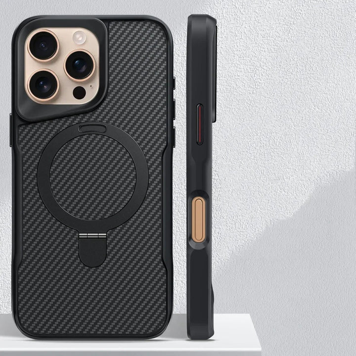 Carbon Fiber Phone Case With Magnetic Compatibility And Built-In Metal Stand - Image 6