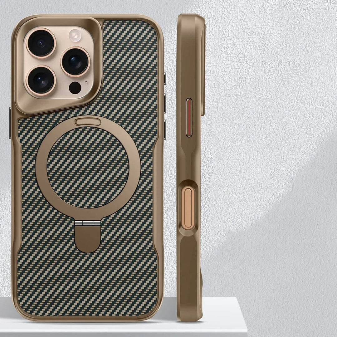 Carbon Fiber Phone Case With Magnetic Compatibility And Built-In Metal Stand - Image 8