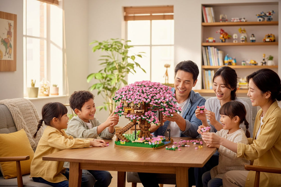 Cherry Blossom Tree House Building Blocks 2138-Piece Pink Train Model Kit For Kids And Collectors - Image 4