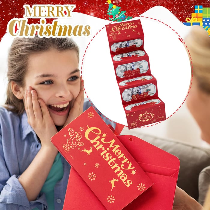 Christmas Cash Gift Envelope With Gold Foil Design Foldable And Reusable - Image 6