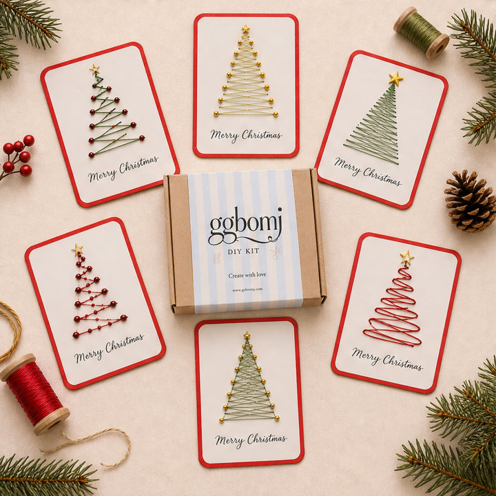 Christmas Embroidery Card Kit 6 Festive Pre-Punched Designs For Beginners - Image 6
