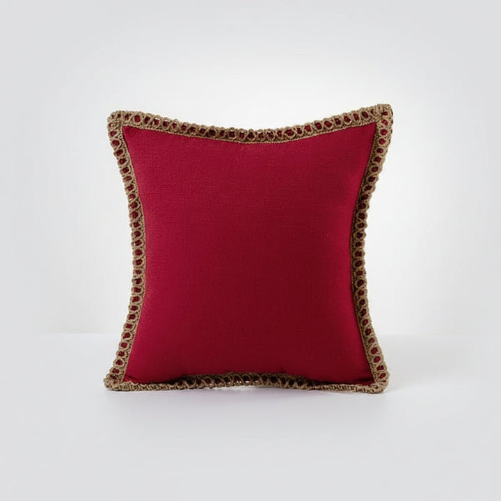 Crocheted Trim Square Decorative Cushion - Image 7