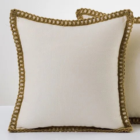 Crocheted Trim Square Decorative Cushion - Image 8