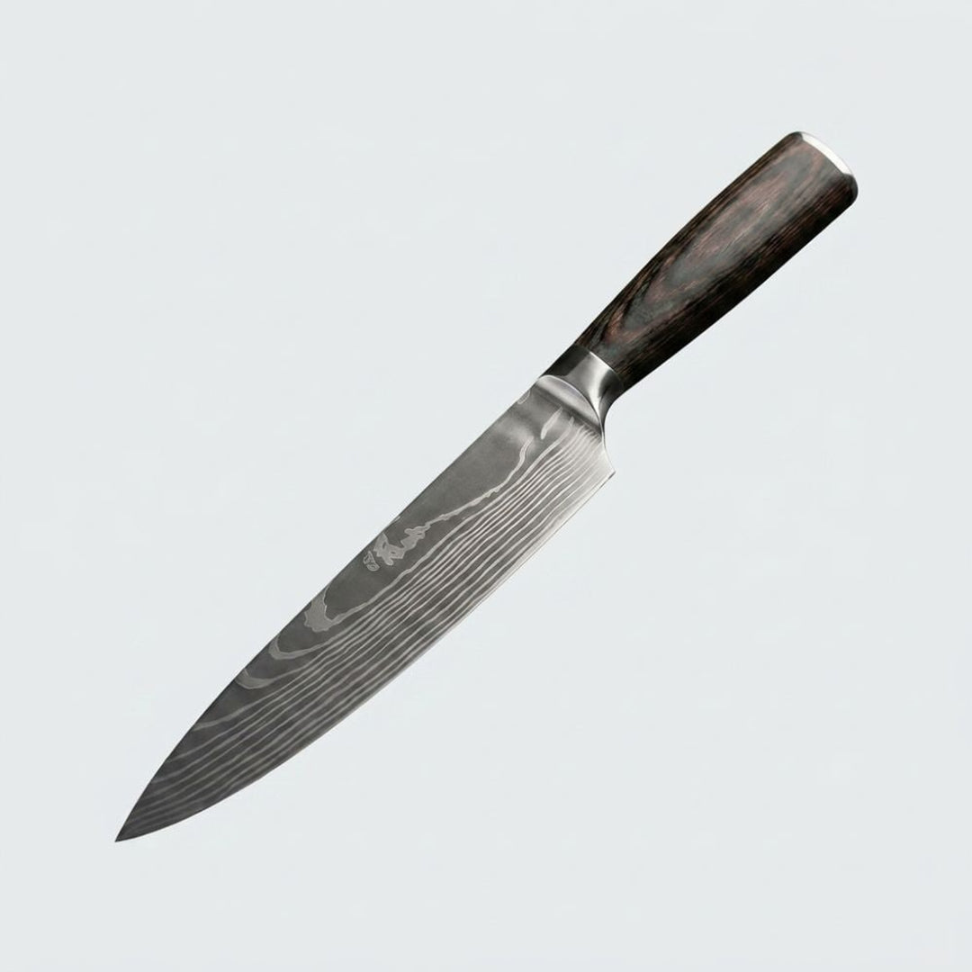 Damascus Chef Knife With 67-Layer Steel Blade And Ergonomic Resin-Wood Handle 20cm - Image 1