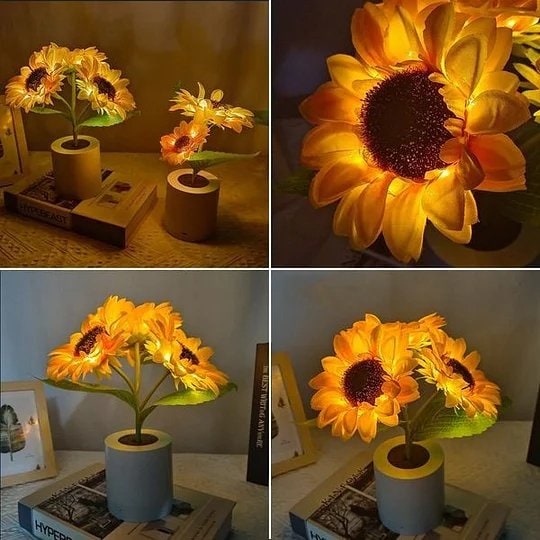Decorative USB Rechargeable Sunflower LED Lamp With Warm Glow - Image 3