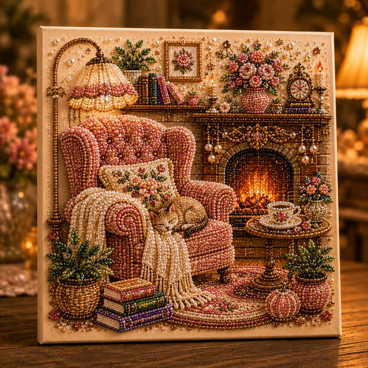 Diamond Painting Kit With Pearls And Special-Shaped Gems Vintage Scene Canvas Art - Image 5