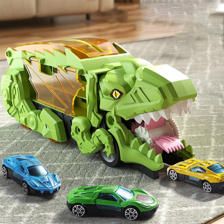Dinosaur Car Play Truck With Dual Racing Tracks And Storage For 8 Toy - Image 7