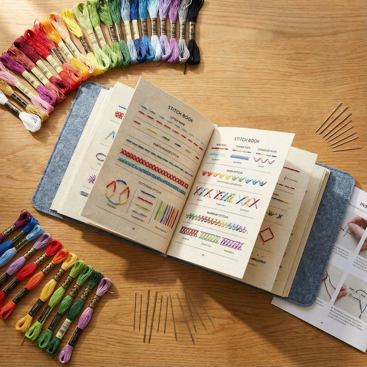 Embroidery Book Set With 106 Stitches For Linen Practice Pages - Image 1