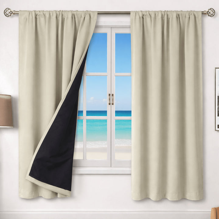Fabric Rod Pocket Thermal Insulating Curtain Single Panel - Image 1