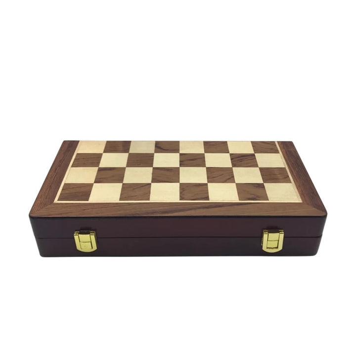 Folding Chess Board Set With Zinc Alloy Pieces Wooden Travel Board - Image 5