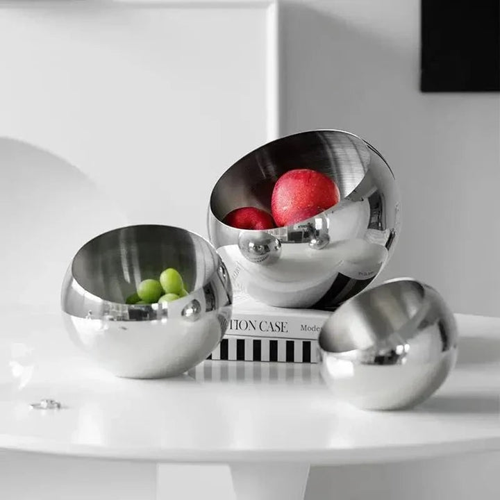 Fruit Bowl Contemporary Countertop Storage Bowl In Polished Stainless Steel - Image 3