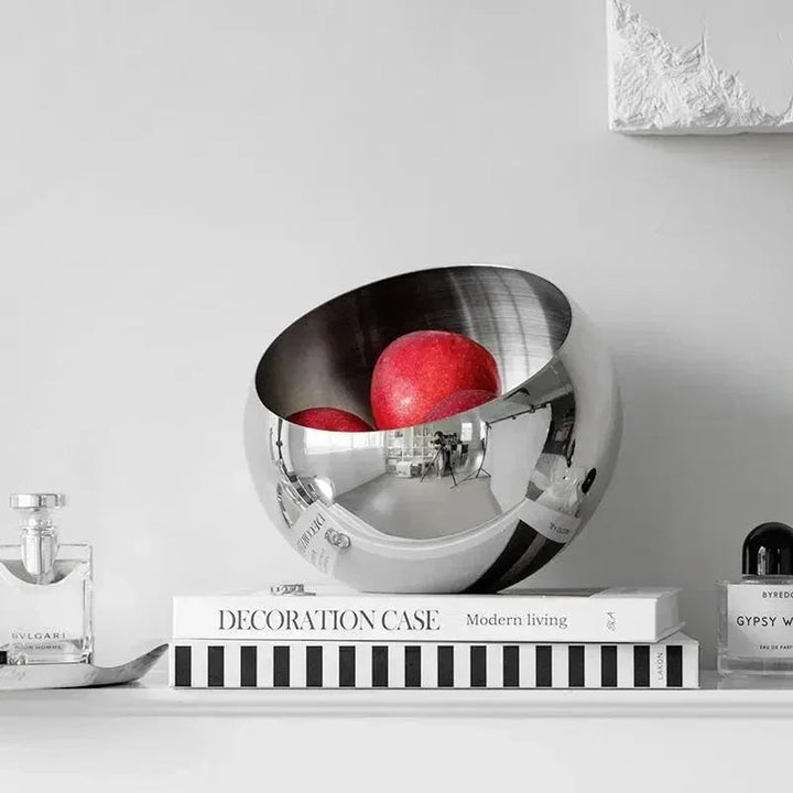 Fruit Bowl Contemporary Countertop Storage Bowl In Polished Stainless Steel - Image 6