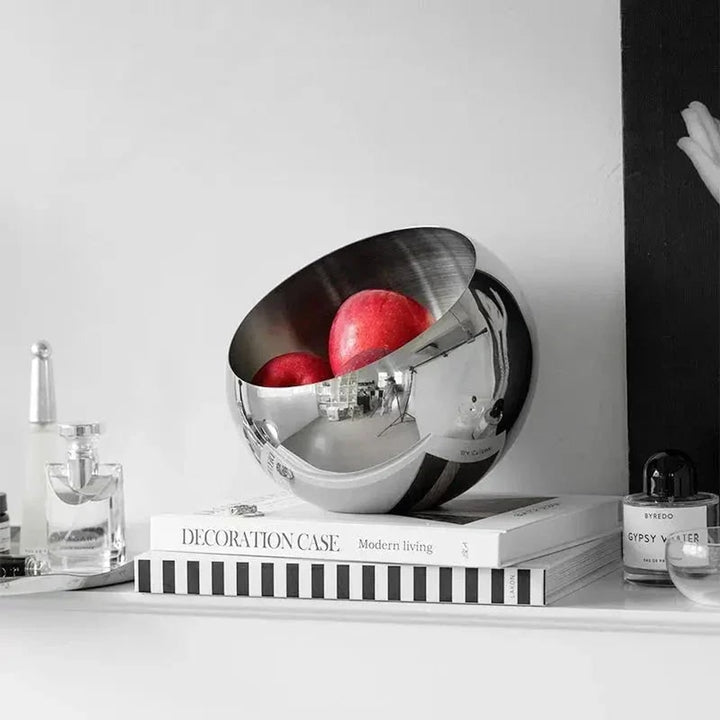 Fruit Bowl Contemporary Countertop Storage Bowl In Polished Stainless Steel - Image 5