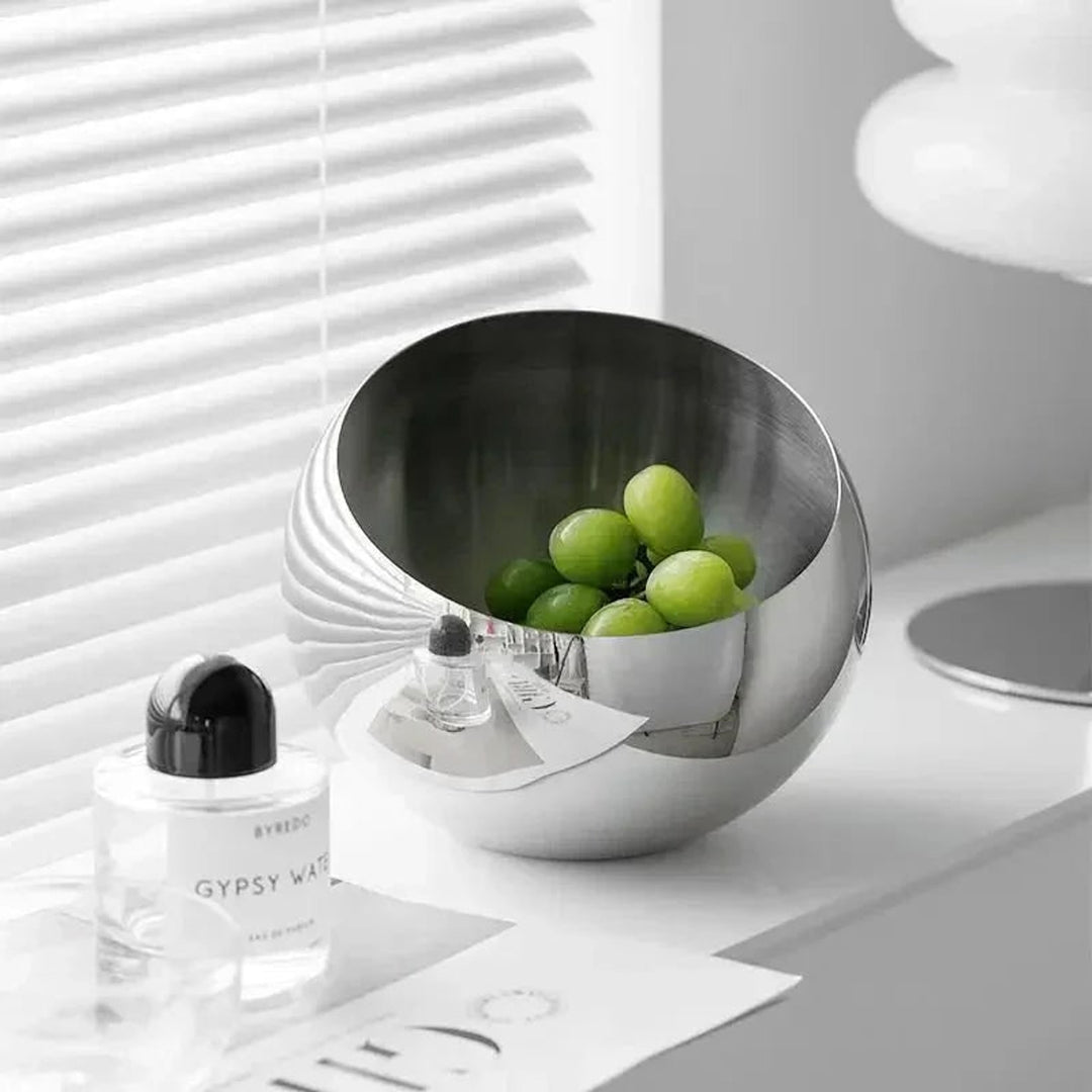 Fruit Bowl Contemporary Countertop Storage Bowl In Polished Stainless Steel - Image 4