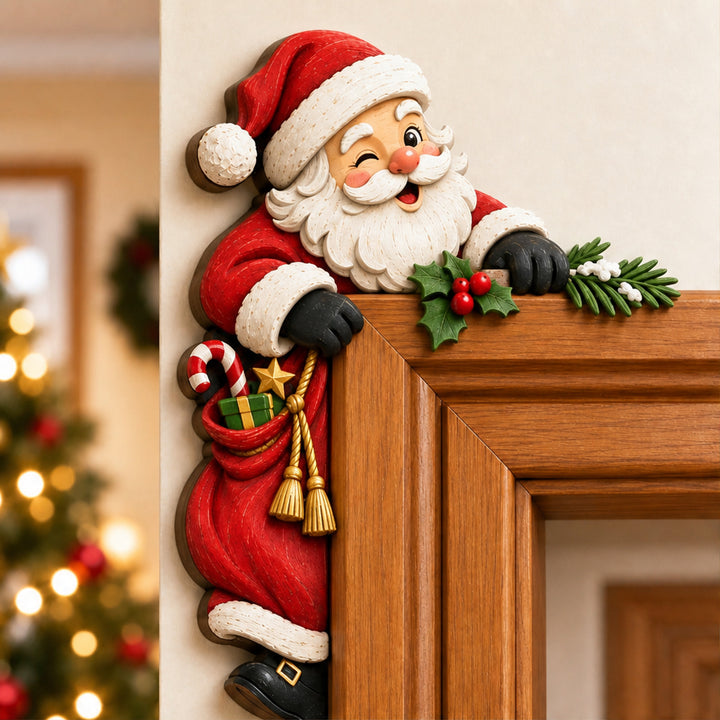 Hand-Painted Door Frame Corner Christmas Decoration With Curved Back Panel - Image 8