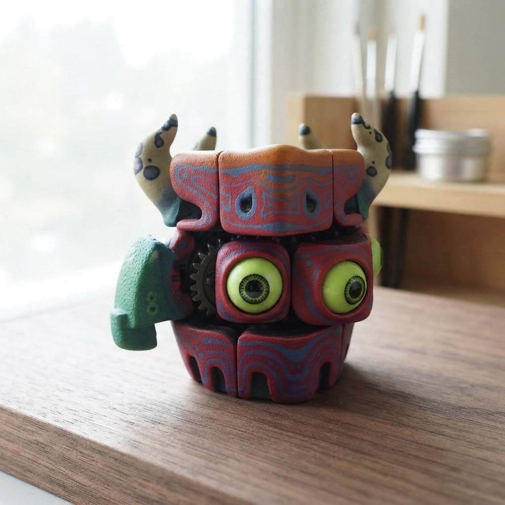 Handmade Art Toy Cube Unique Double-Sided Puzzle Monster For Creative Souls - Image 4