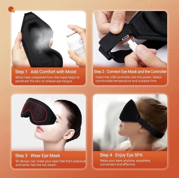 Heated Eye Mask 3D Wireless USB With Adjustable Temperature For Relaxation - Image 8