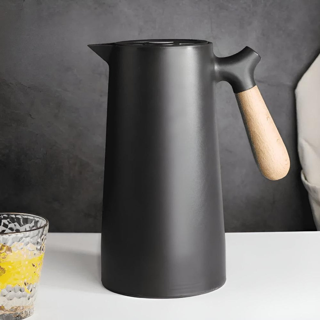 Insulated Carafe With Wooden Handle Stainless Steel Thermal Jug For Coffee And Tea - Image 4