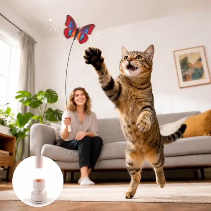 Interactive Cat Toy With Realistic Butterfly Movement USB Rechargeable For Indoor Cats - Image 2