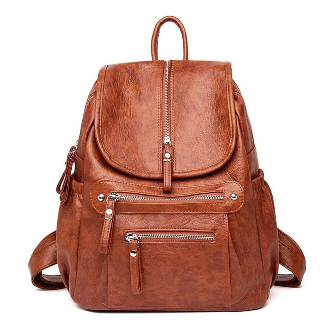 Leather Backpack with Spacious Rucksack Design and Compartments - Image 1