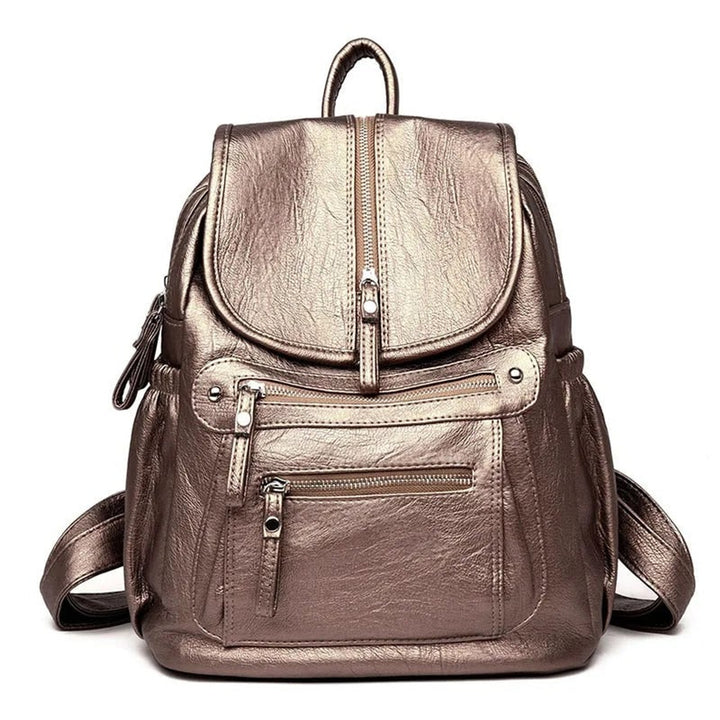 Leather Backpack with Spacious Rucksack Design and Compartments - Image 5