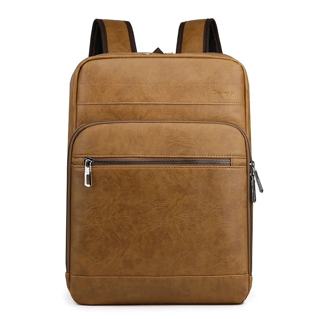 Leather Backpack with Spacious Rucksack Design and Multiple Pockets - Image 1