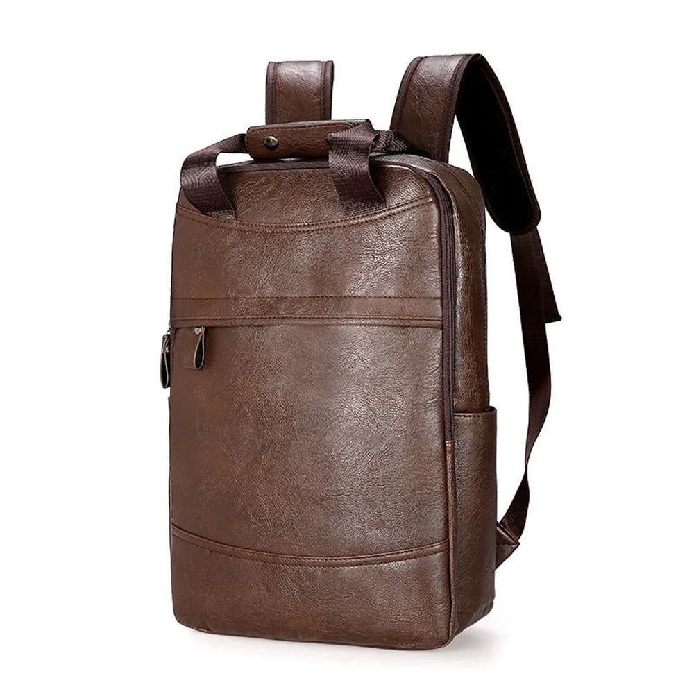 Leather Backpack with Streamlined Office Style and Laptop Compartment - Image 1