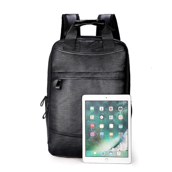 Leather Backpack with Streamlined Office Style and Laptop Compartment - Image 3
