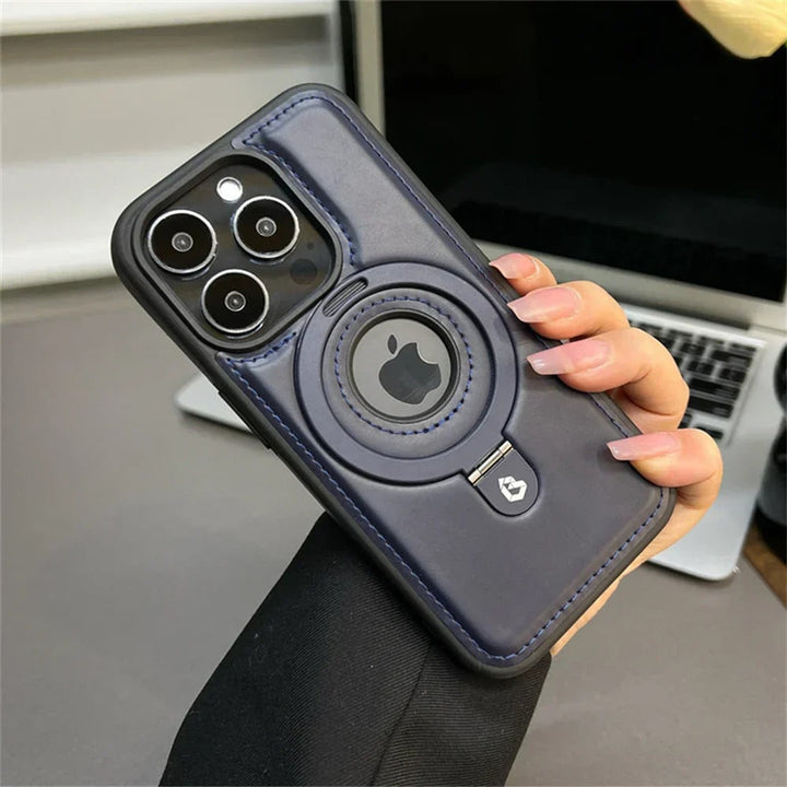 Leather Magsafe Case With Fold-Out Ring Stand - Image 5