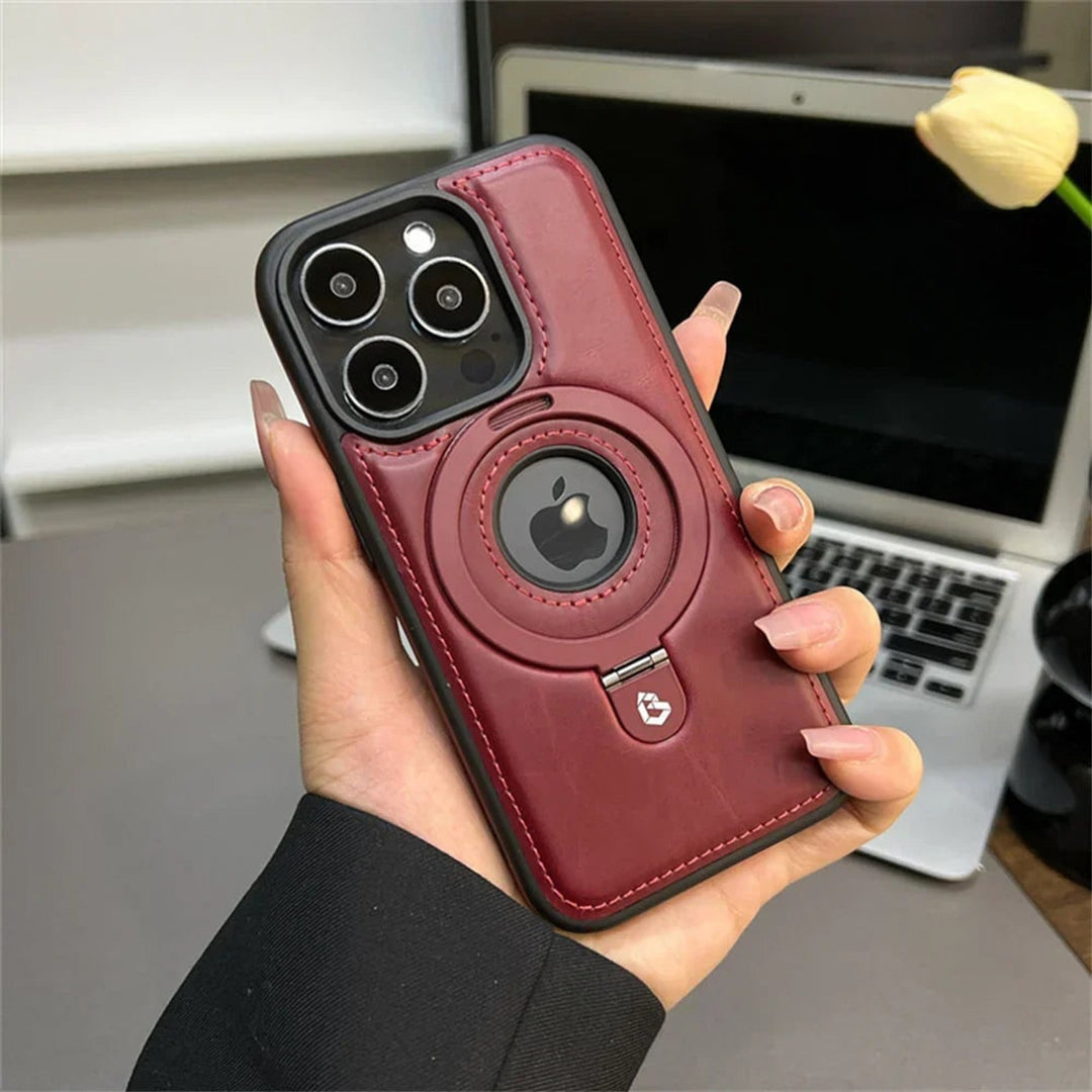 Leather Magsafe Case With Fold-Out Ring Stand - Image 6
