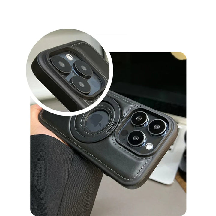 Leather Magsafe Case With Fold-Out Ring Stand - Image 7