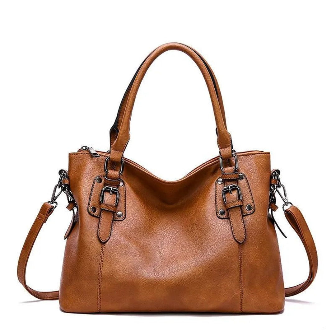 Leather Shoulder Bag with Adjustable Strap and Secure Zip - Image 1