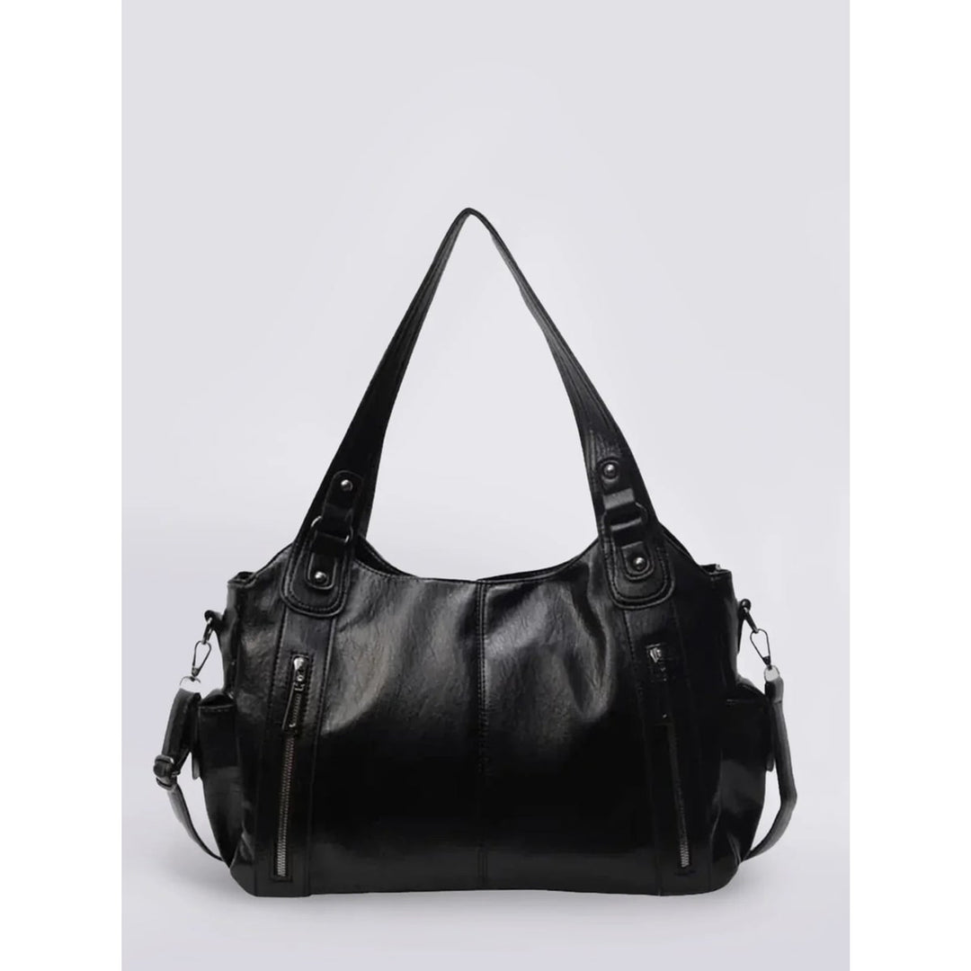 Leather Shoulder Bag with Structured Silhouette and Flap Closure - Image 4