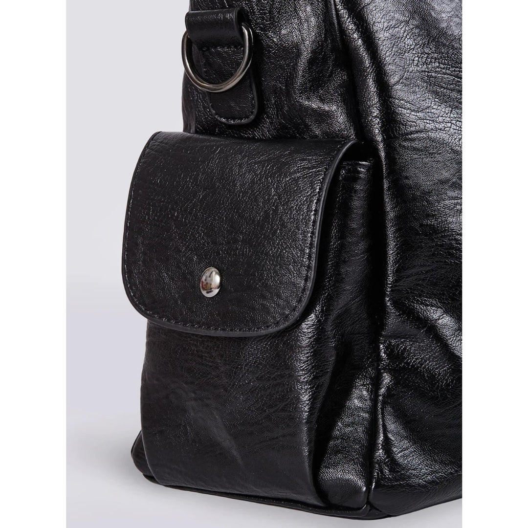 Leather Shoulder Bag with Structured Silhouette and Flap Closure - Image 5