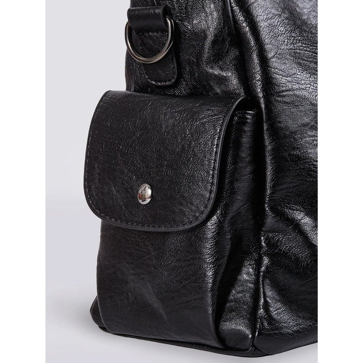 Leather Shoulder Bag with Structured Silhouette and Flap Closure - Image 5