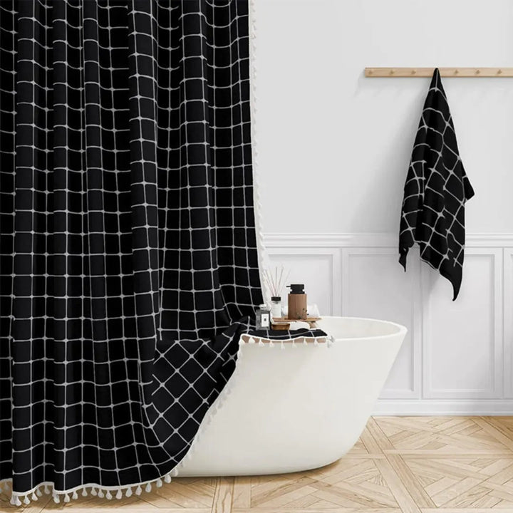 Linen Shower Curtain With Tassel Trim - Image 3