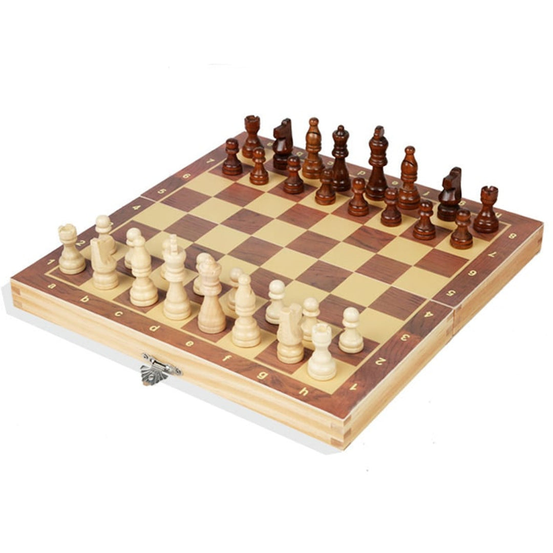 Magnetic Wooden Folding Chess Board With Solid Wood Pieces High-End Puzzle Game - Image 2