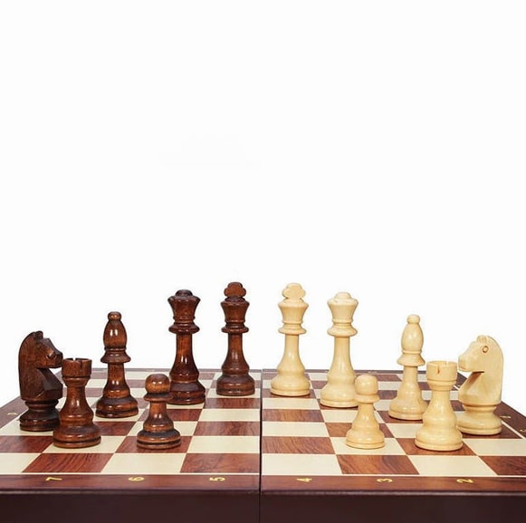 Masterfold Wooden Chess Set With Solid Wood Pieces And Folding Storage Board - Image 8