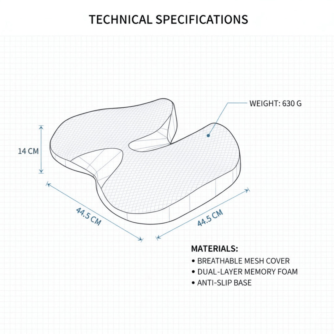 Memory Foam Contoured Ergonomic Seat Cushion With Pressure Relief - Image 8