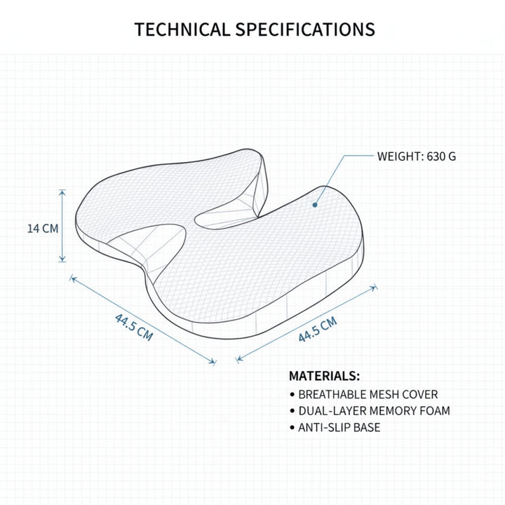 Memory Foam Contoured Ergonomic Seat Cushion With Pressure Relief - Image 8