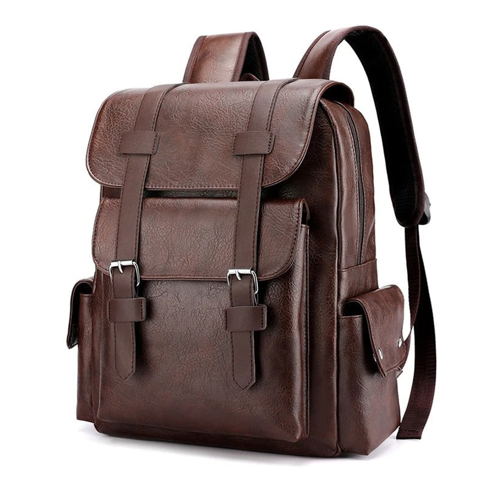 Men's Office Backpack with Streamlined Profile and PU Leather - Image 4