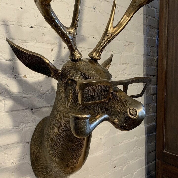 Metal Textured Wall-Mounted Decorative Animal Head Sculpture - Image 2