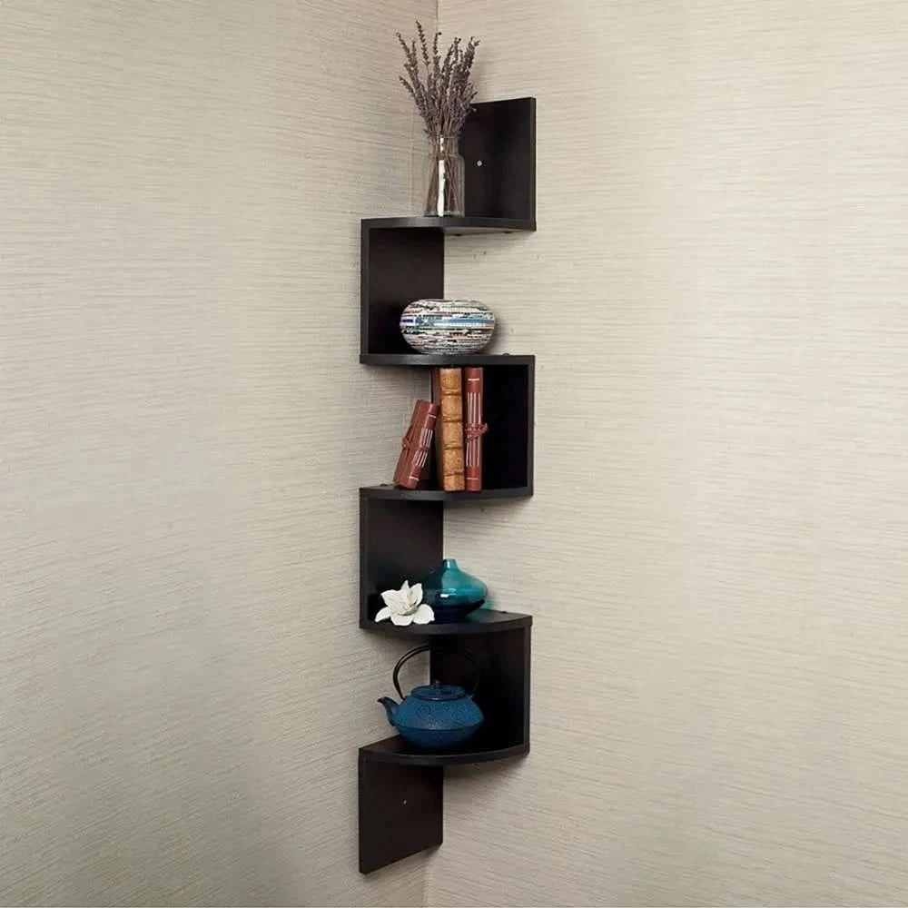 Multi-Tiered Mdf Corner Wall Shelf With Space-Saving Design - Image 2