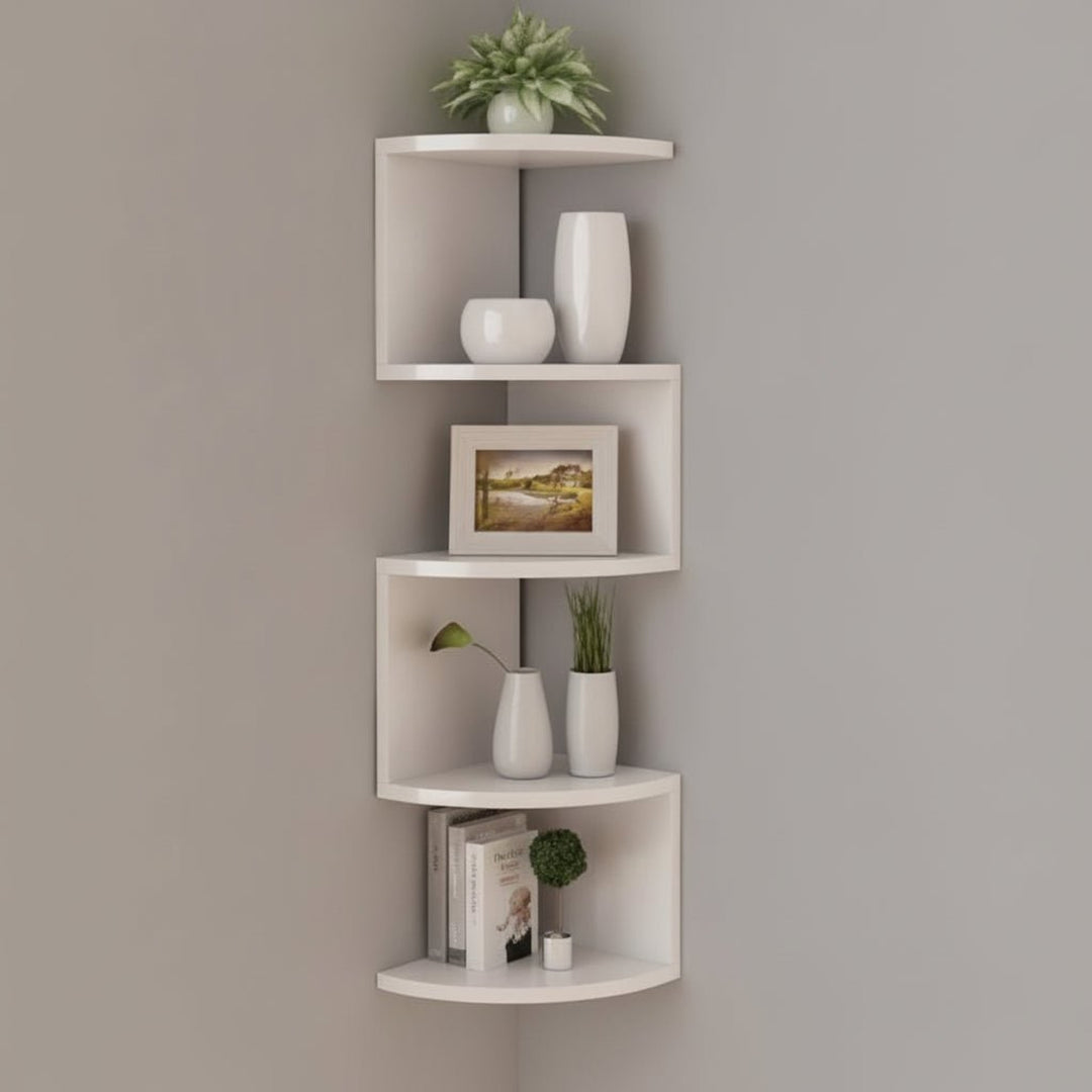 Multi-Tiered Mdf Corner Wall Shelf With Space-Saving Design - Image 6